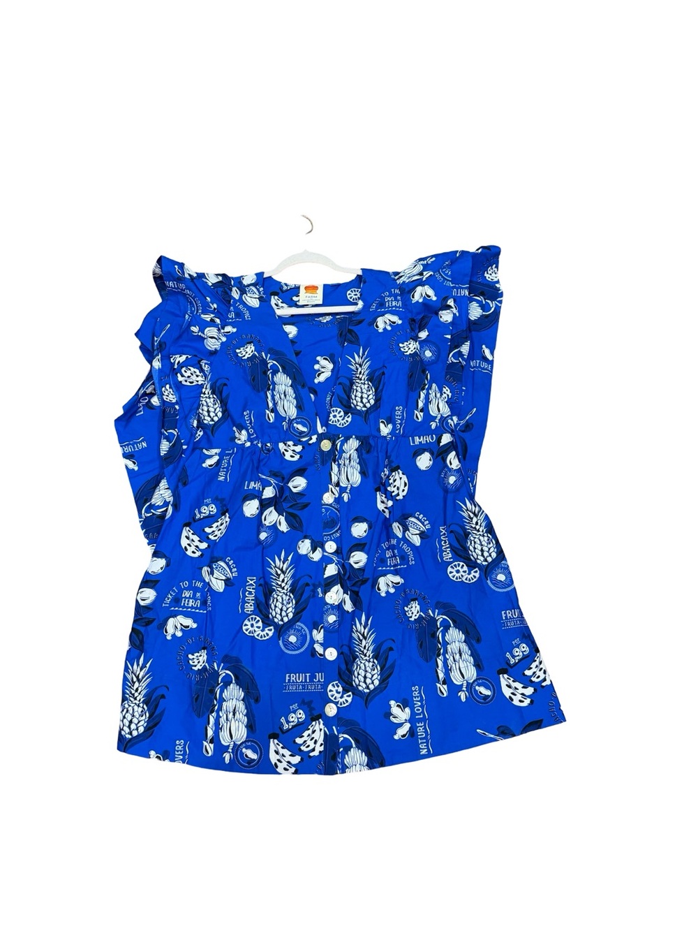 💙 Farm Rio Flutter Sleeve Babydoll Mini Dress Floral Boho Tiered Dress Size XL - Picture 13 of 16